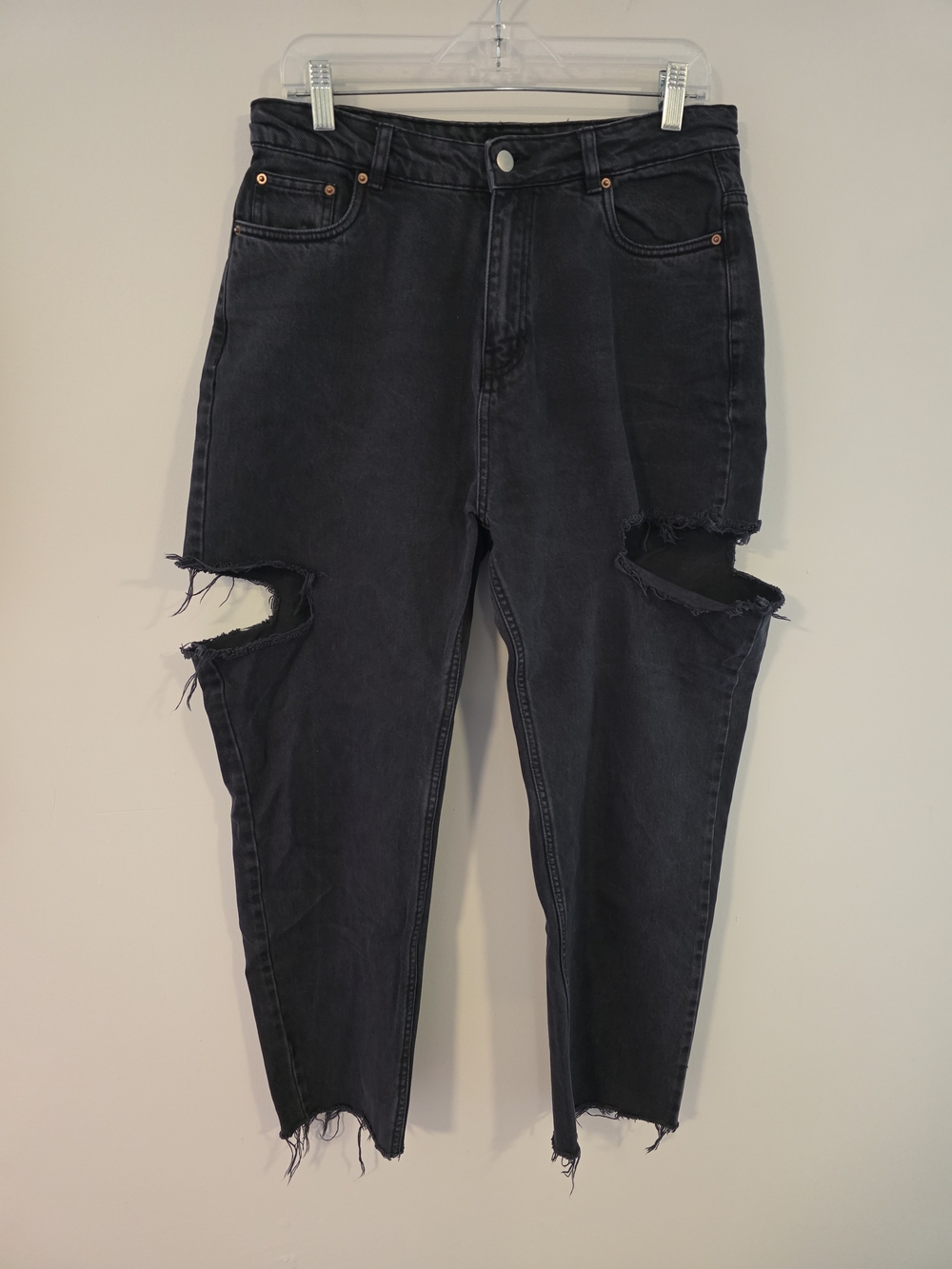 Pretty Little Thing Thigh Cutout Black Ripped High-Waist Jeans